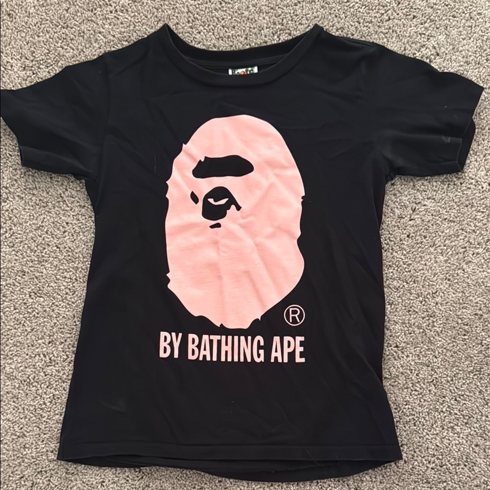 BAPE Black Tee with Pink Ape Graphic